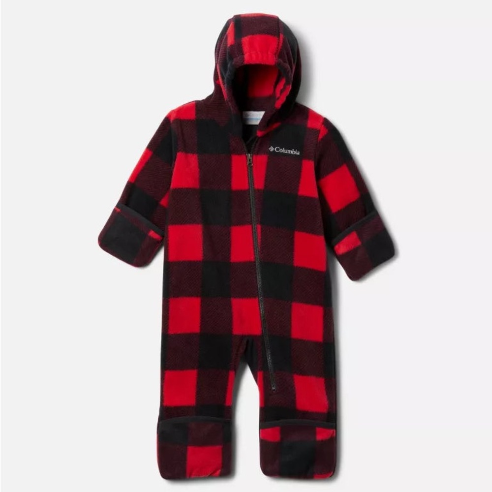 USED ONCE Columbia Red and Black Checkered Hooded Baby WINTER Suit